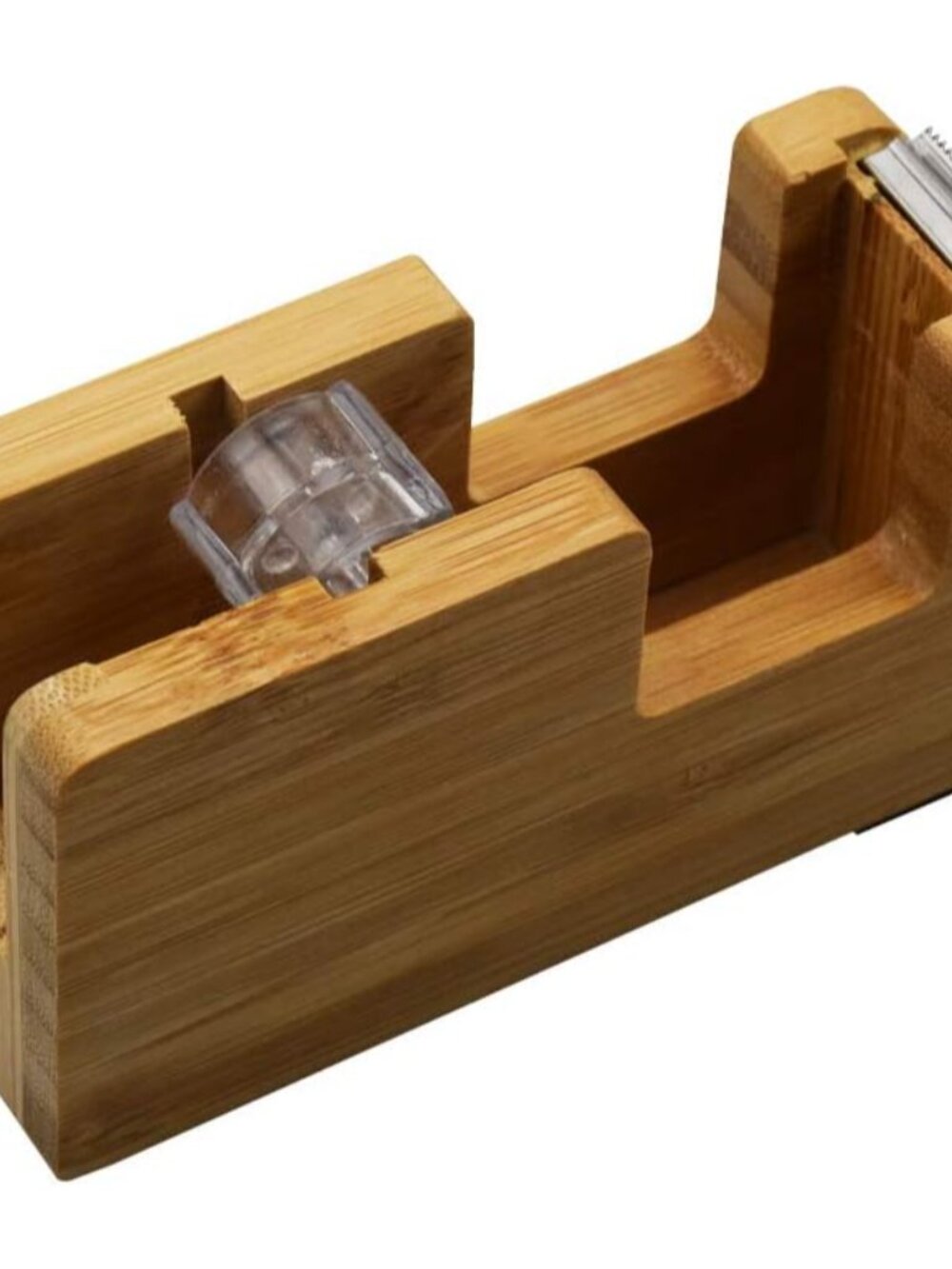 Bamboo Desk Tape Dispenser Natural Tape Dispenser with Open End Made of 100% Bam